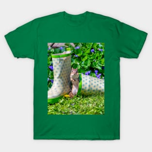 Chipmunk and rain boots in spring T-Shirt